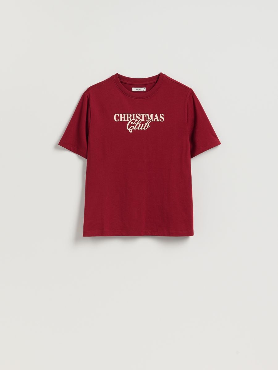 Футболка з різдвяним мотивом - буряковий - RESERVED