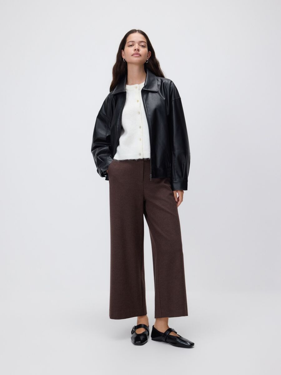 Pantalon culotte avec ceinture - brun foncé - RESERVED