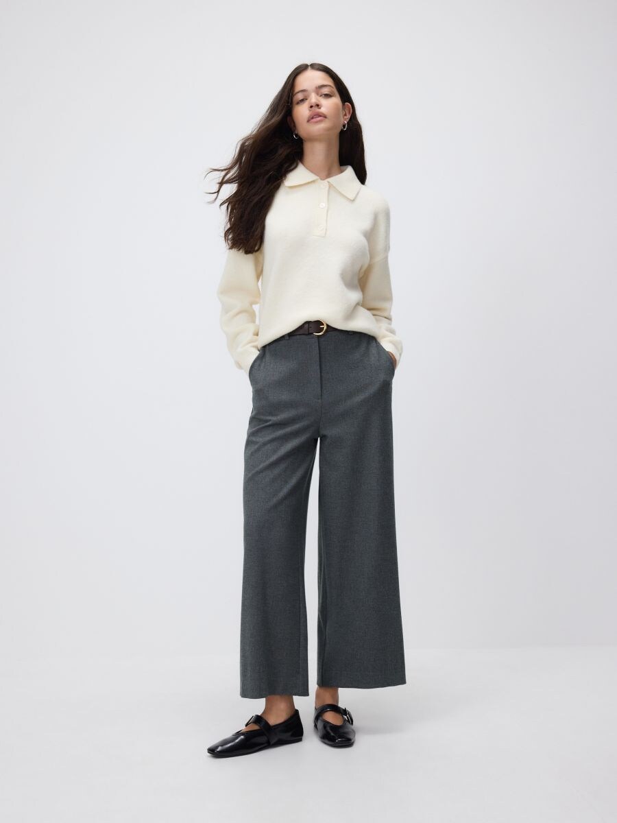 Pantalon culotte avec ceinture - gris foncé - RESERVED