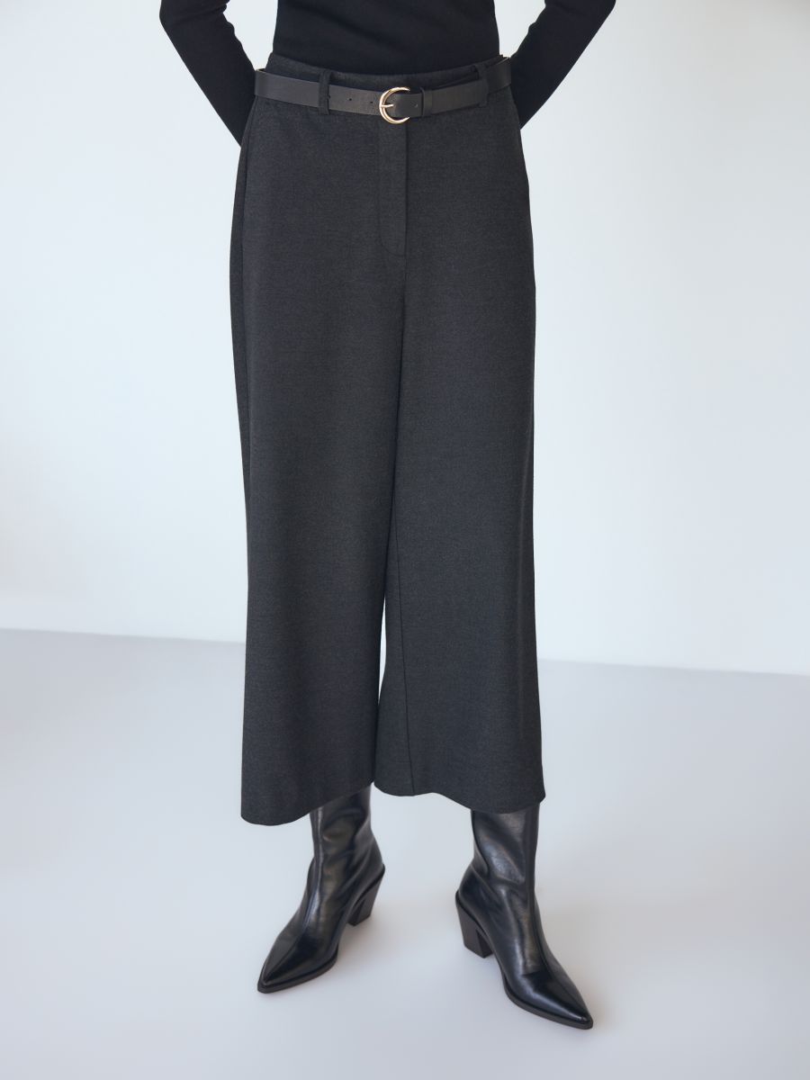 Culotte trousers with tie detail - black - RESERVED