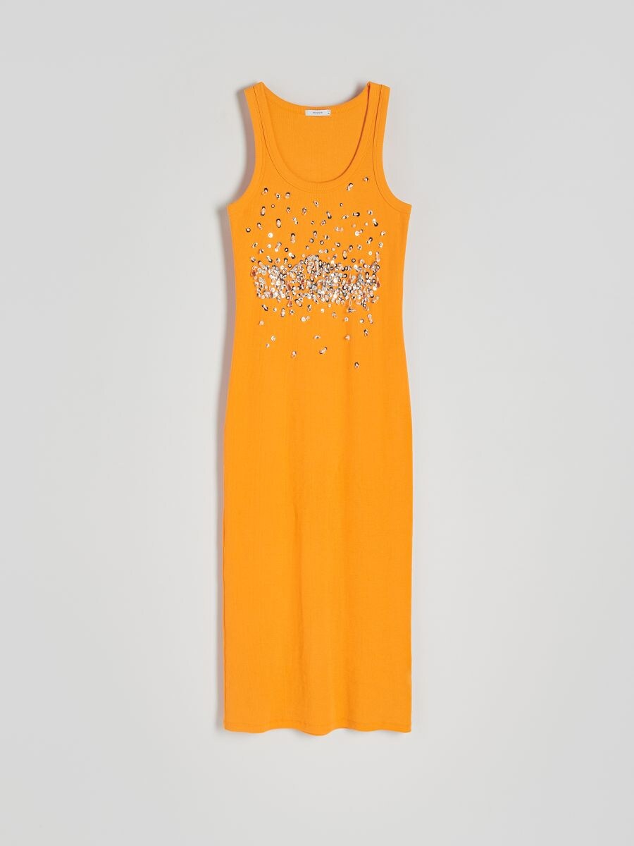 Dress with shiny appliqués - orange - RESERVED - 3
