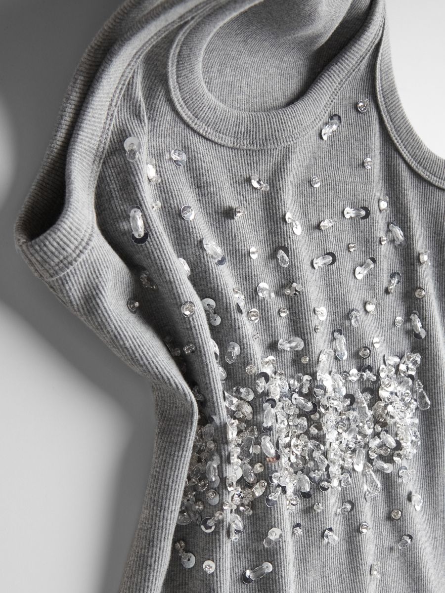 Dress with shiny appliqués - mid grey - RESERVED - 5