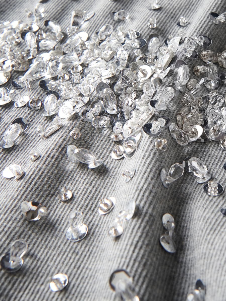 Dress with shiny appliqués - mid grey - RESERVED - 6