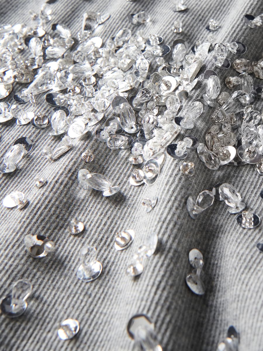 Dress with shiny appliqués - mid grey - RESERVED - 6