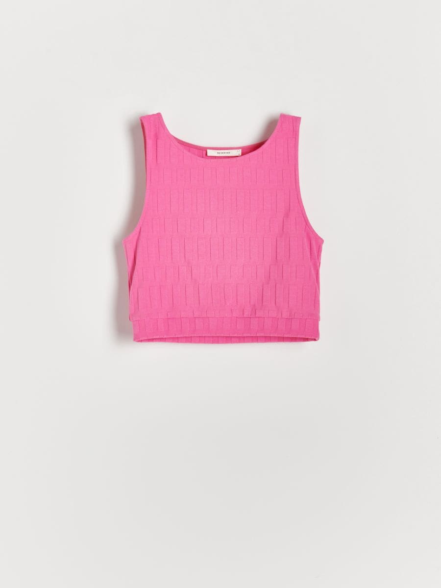 Crop top ze strukturované látky - růžová - RESERVED - 3