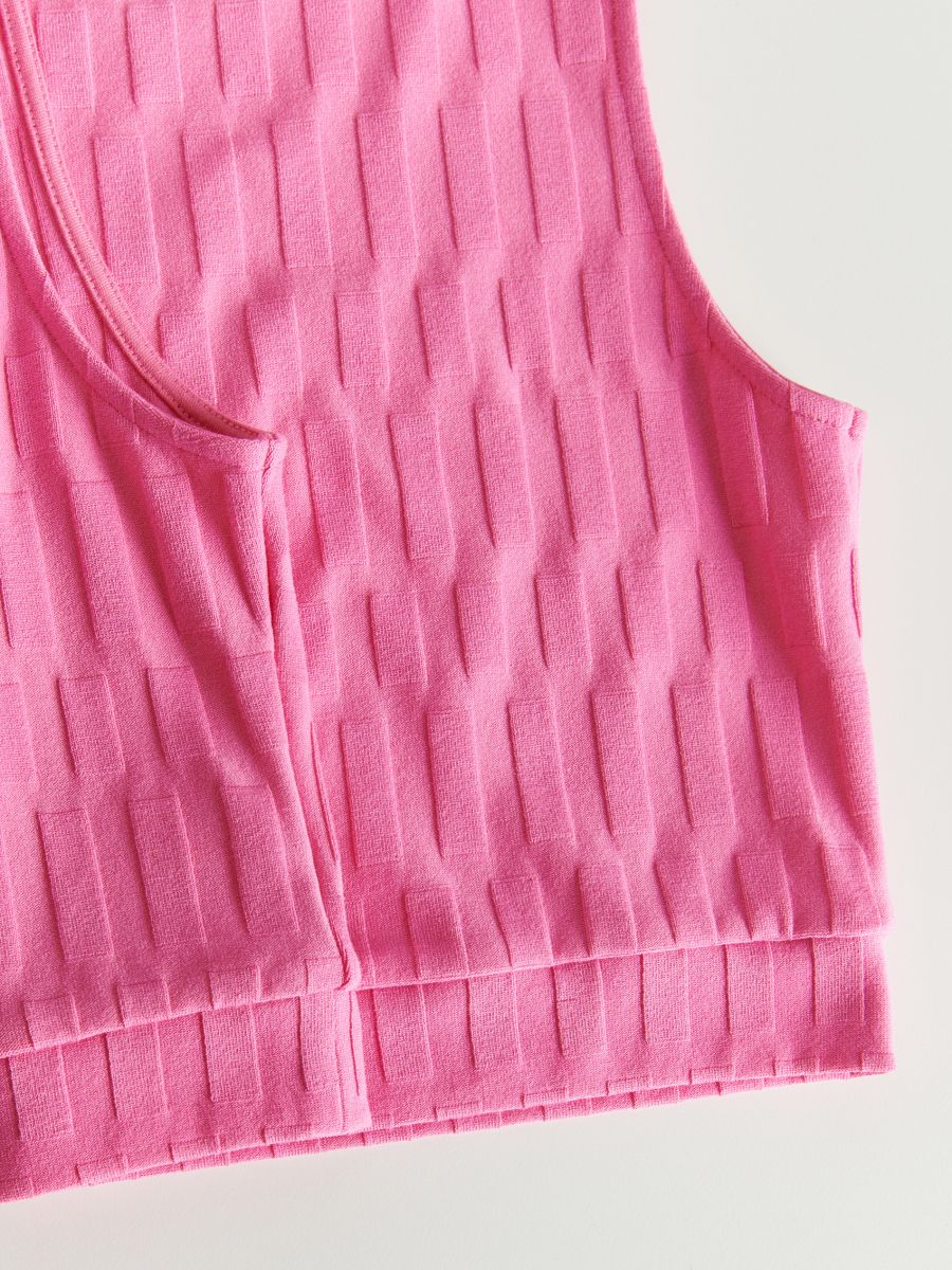 Crop top ze strukturované látky - růžová - RESERVED - 4