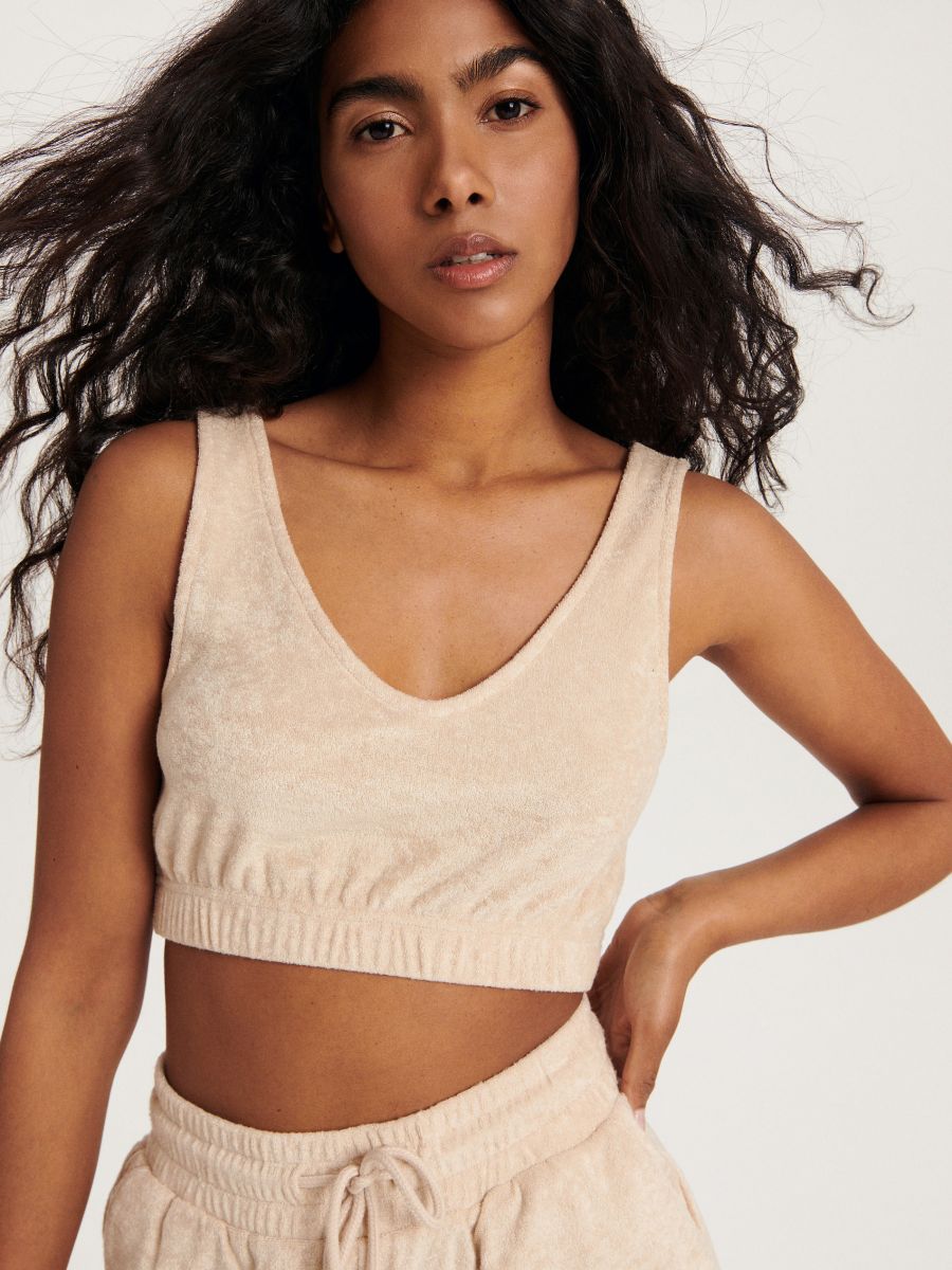 Terry cloth crop top - nude - RESERVED - 2