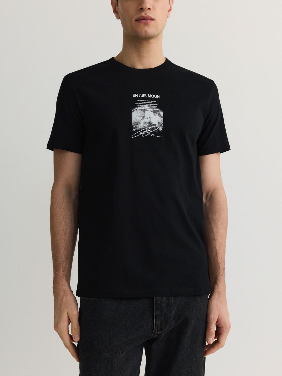 Regular fit printed T-shirt - black - RESERVED - 2