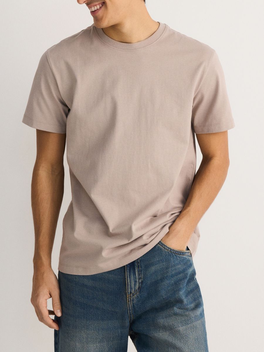 MEN`S T-SHIRT - beige - RESERVED