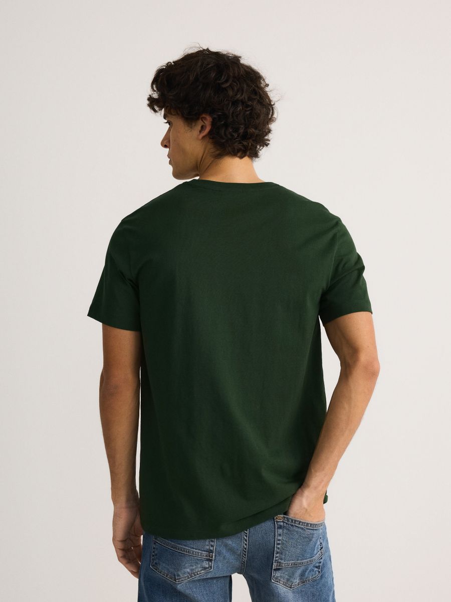 Regular fit katoenen T-shirt - donkergroen - RESERVED - 4