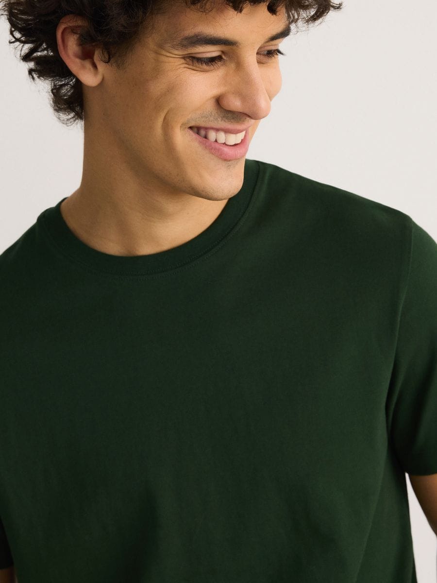 Regular fit katoenen T-shirt - donkergroen - RESERVED - 5