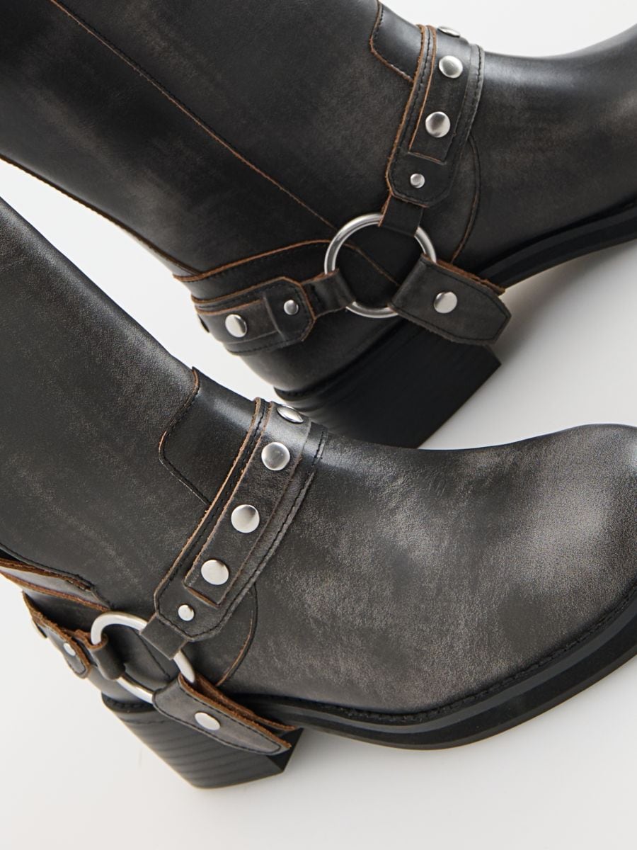 Hoge leren bikerboots - ZWART - RESERVED - 3
