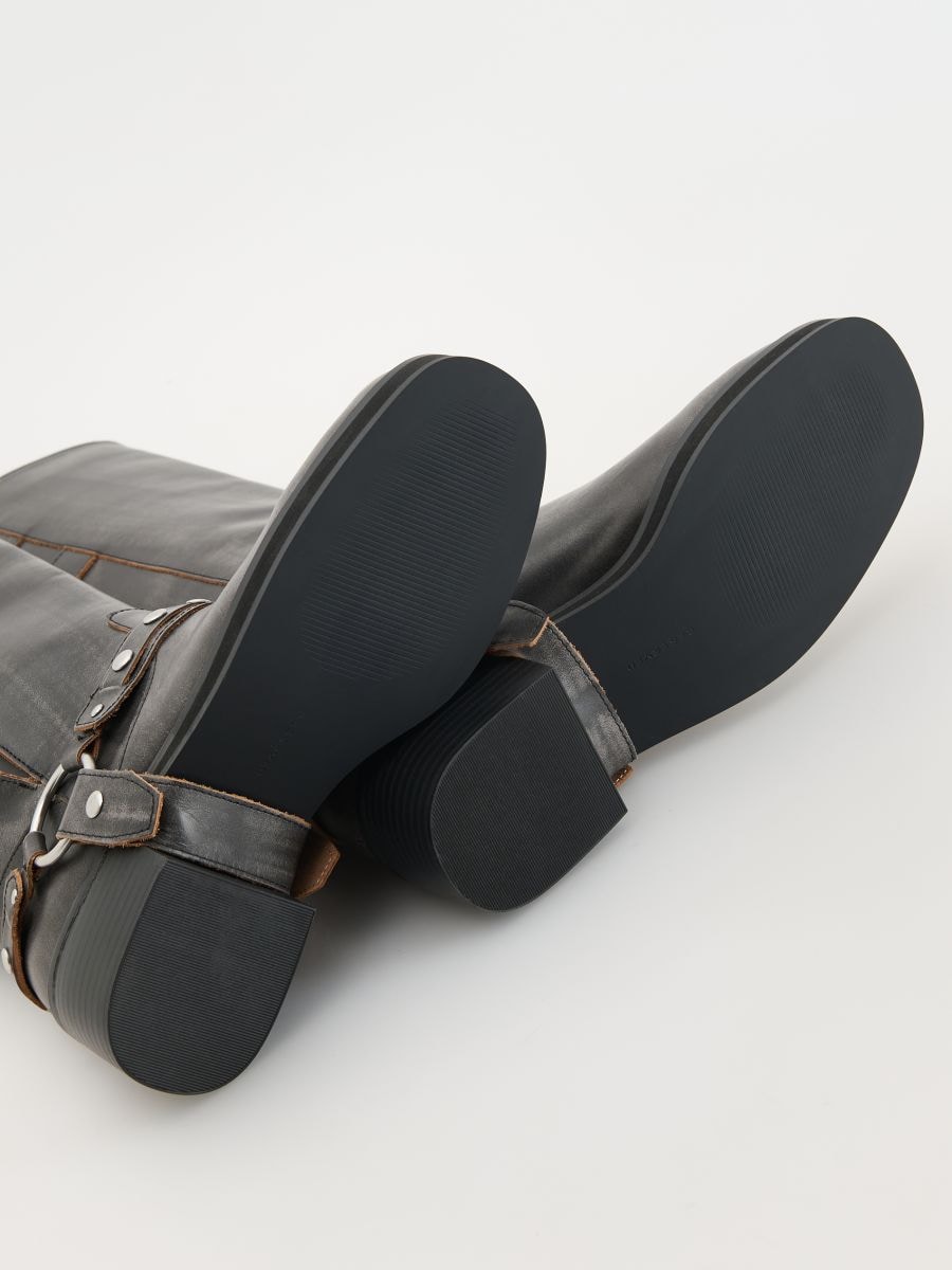 Hoge leren bikerboots - ZWART - RESERVED - 4
