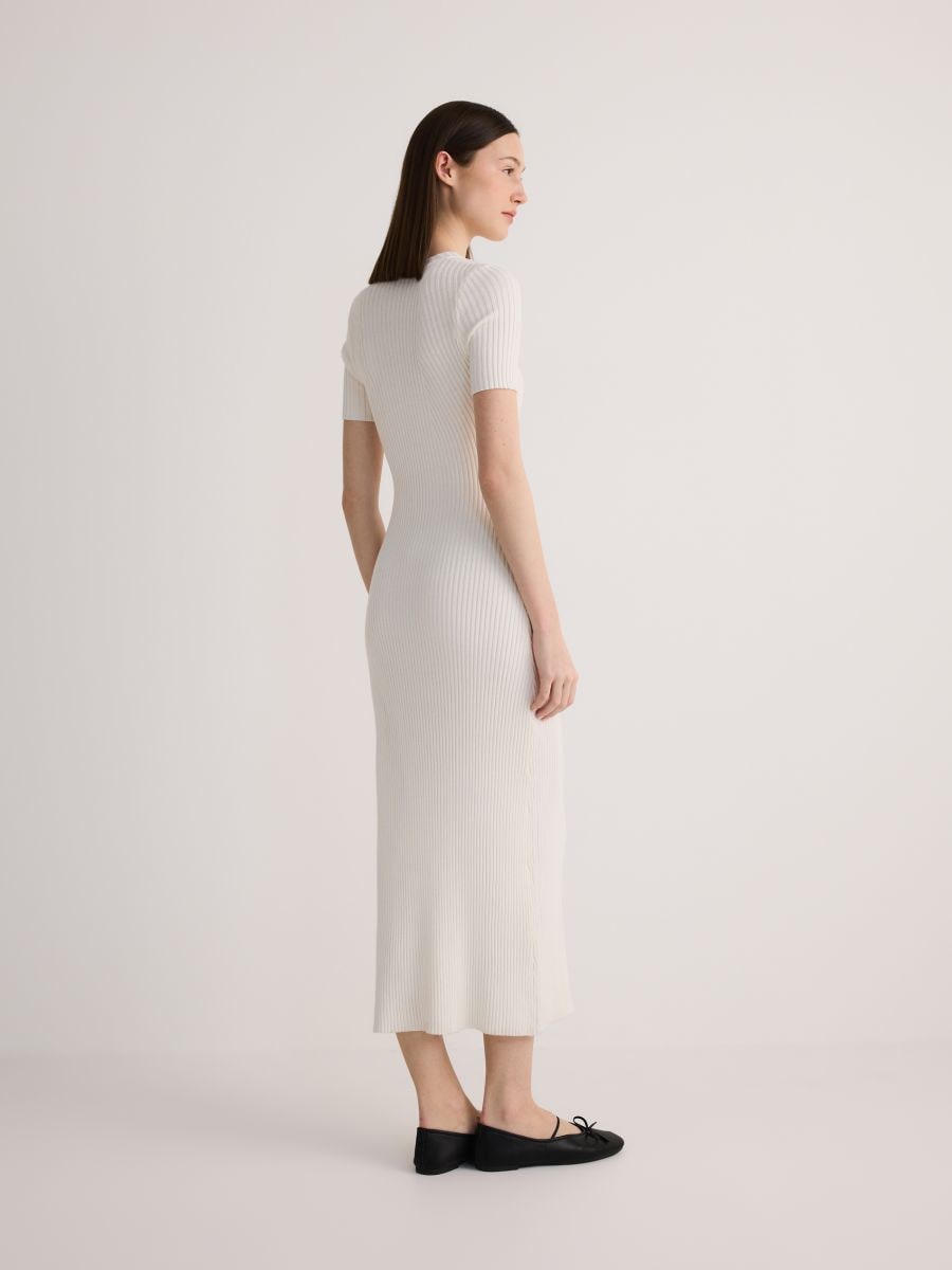 Robe nervurée en viscose - crème - RESERVED - 2