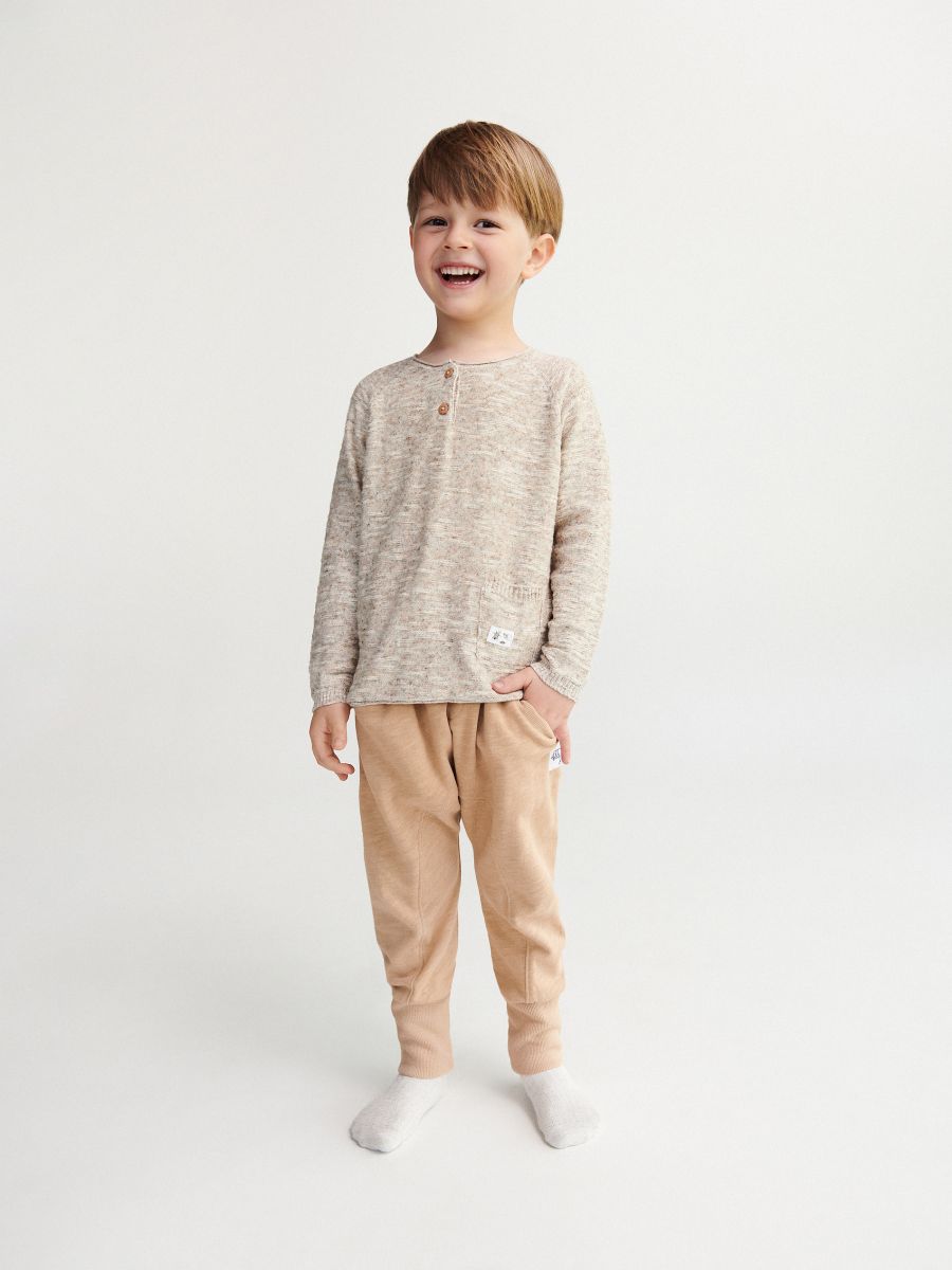 Sweatpants with patch - beige - RESERVED - 3
