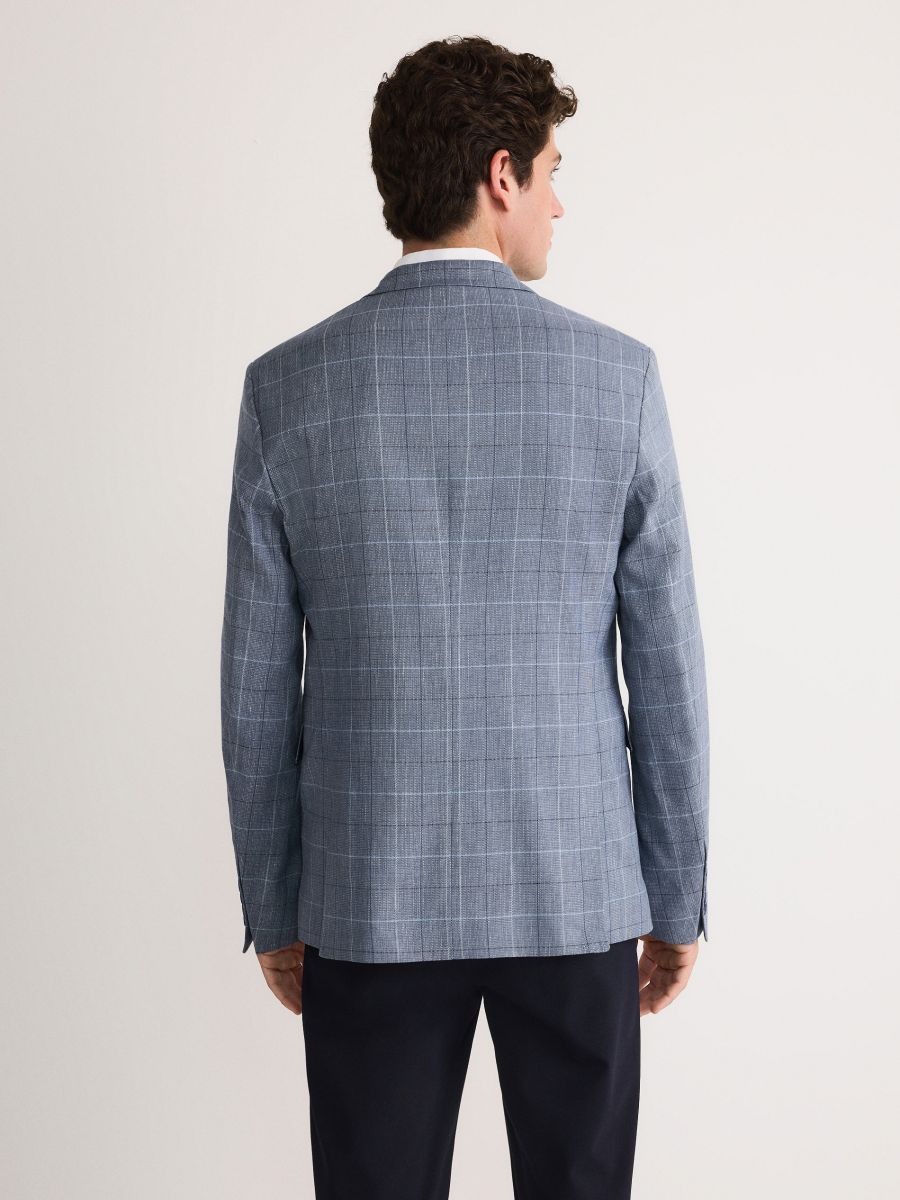 slim fit jacket with linen - steel blue - RESERVED - 4