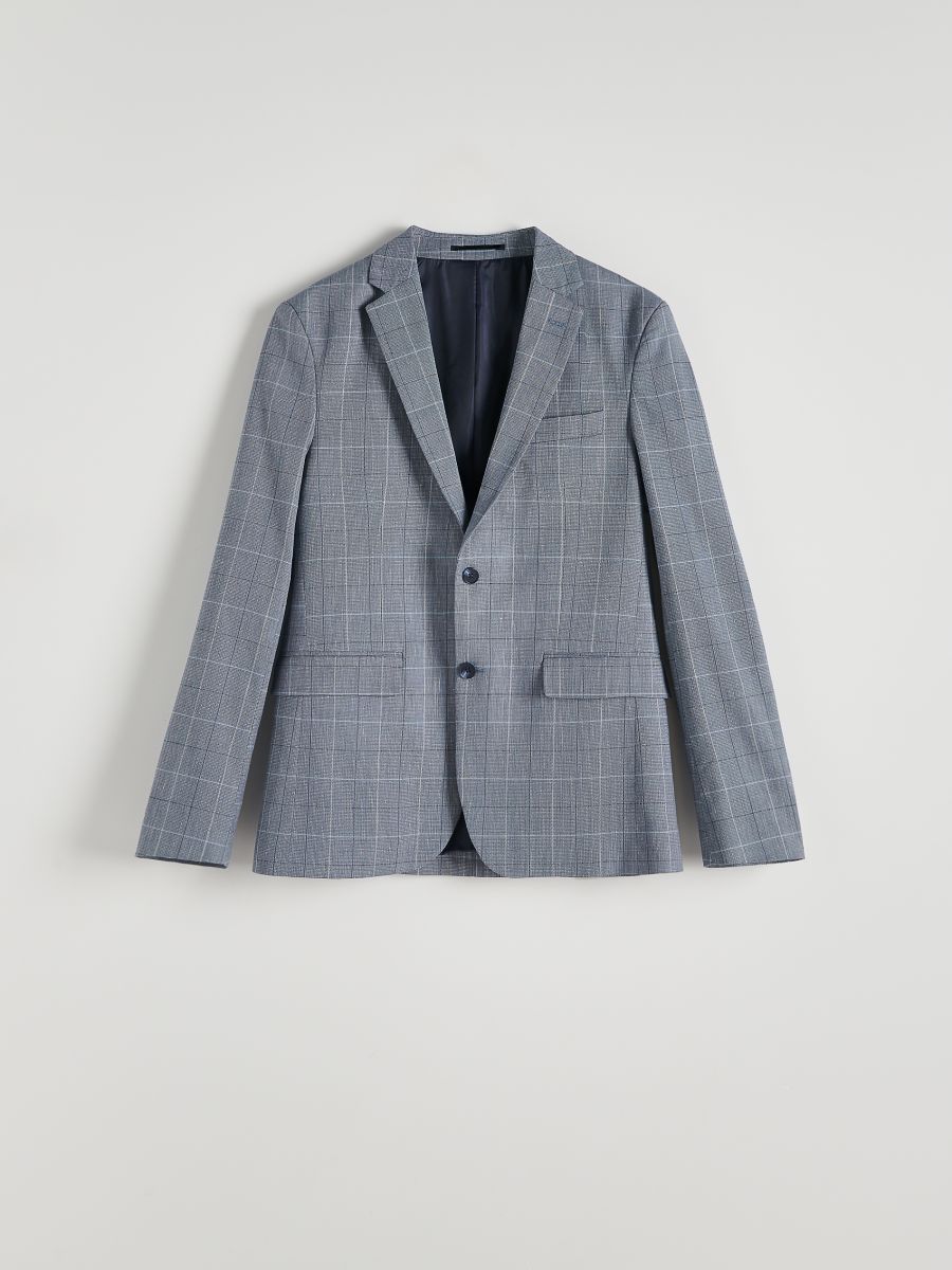 slim fit jacket with linen - steel blue - RESERVED - 5