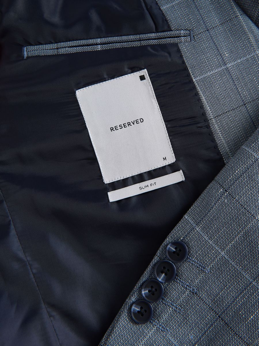 slim fit jacket with linen - steel blue - RESERVED - 6