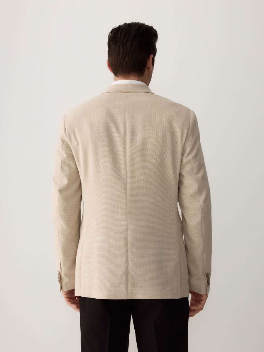 Slim fit blazer with viscose blend - beige - RESERVED - 5
