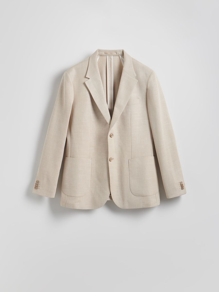 Slim fit blazer with viscose blend - beige - RESERVED - 6