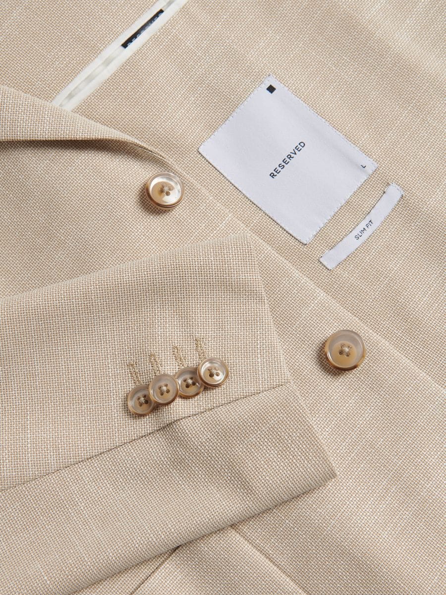 Slim fit blazer with viscose blend - beige - RESERVED - 7