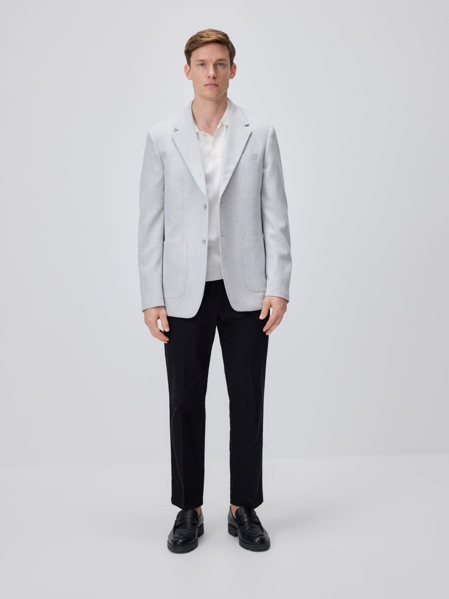 Slim fit blazer with viscose blend - light grey - RESERVED - 2