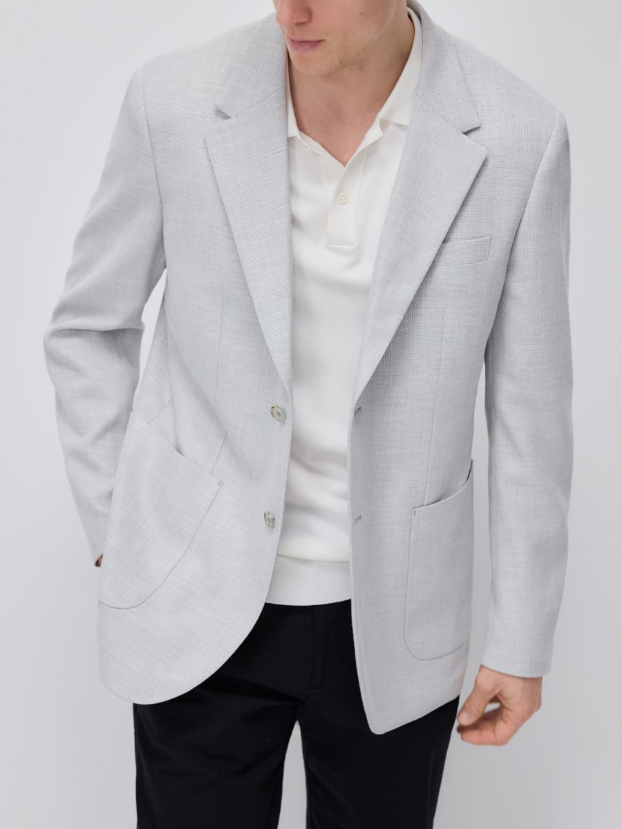 Slim fit blazer with viscose blend - light grey - RESERVED - 3
