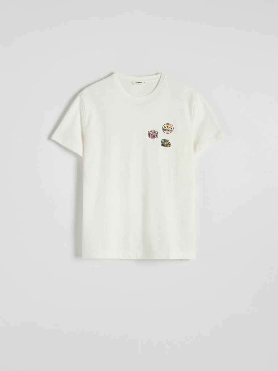 T-shirt de ajuste regular com aplique - CREME - RESERVED - 4