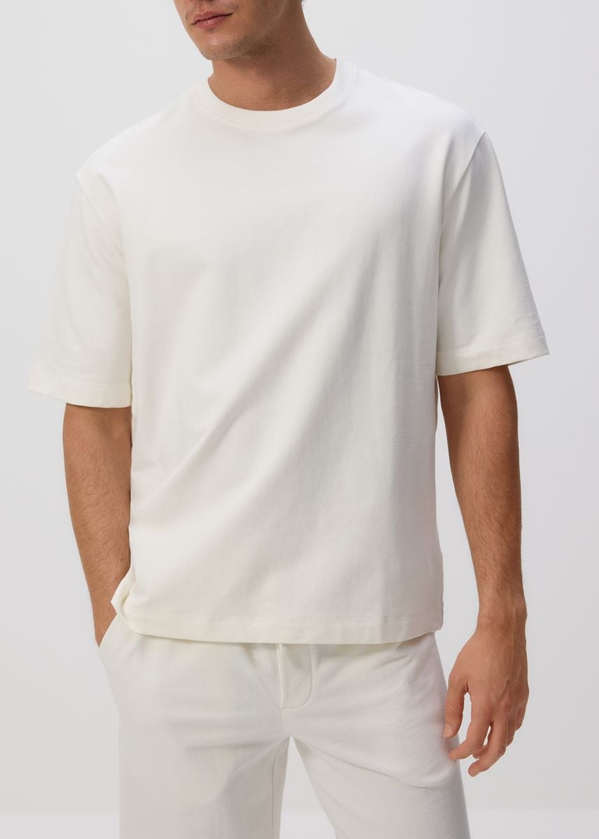 Boxy cotton T-shirt - cream - RESERVED