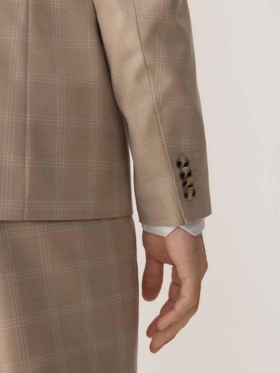 Slim fit blazer with viscose blend - beige - RESERVED - 4