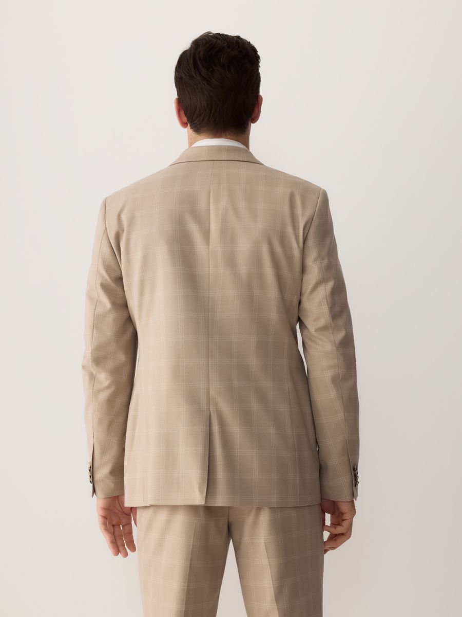 Slim fit blazer with viscose blend - beige - RESERVED - 5