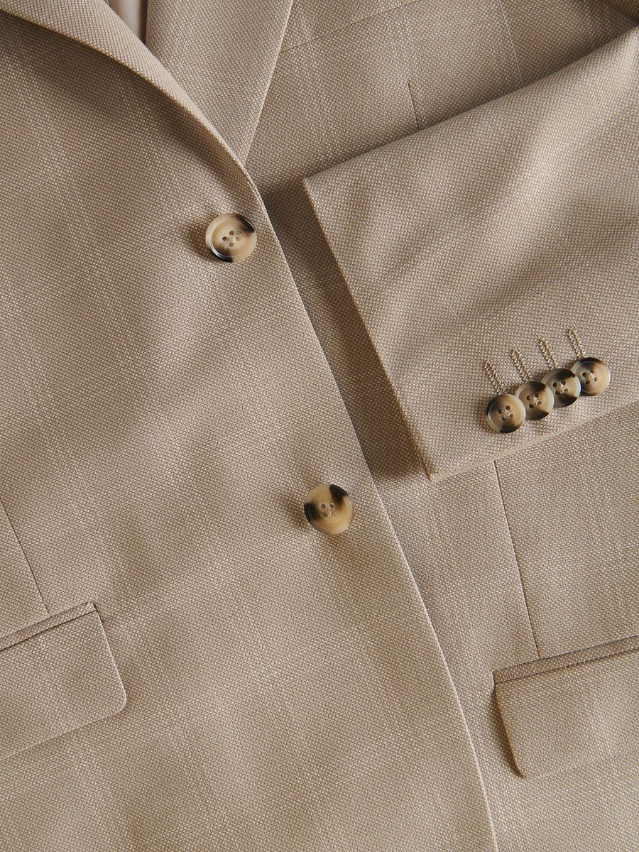 Slim fit blazer with viscose blend - beige - RESERVED - 7