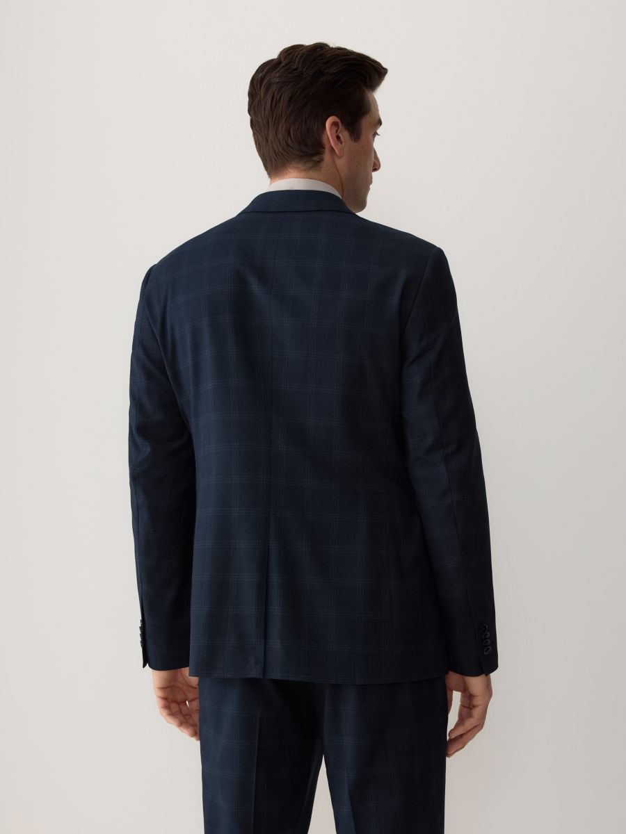 Slim fit blazer with viscose blend - navy - RESERVED - 5