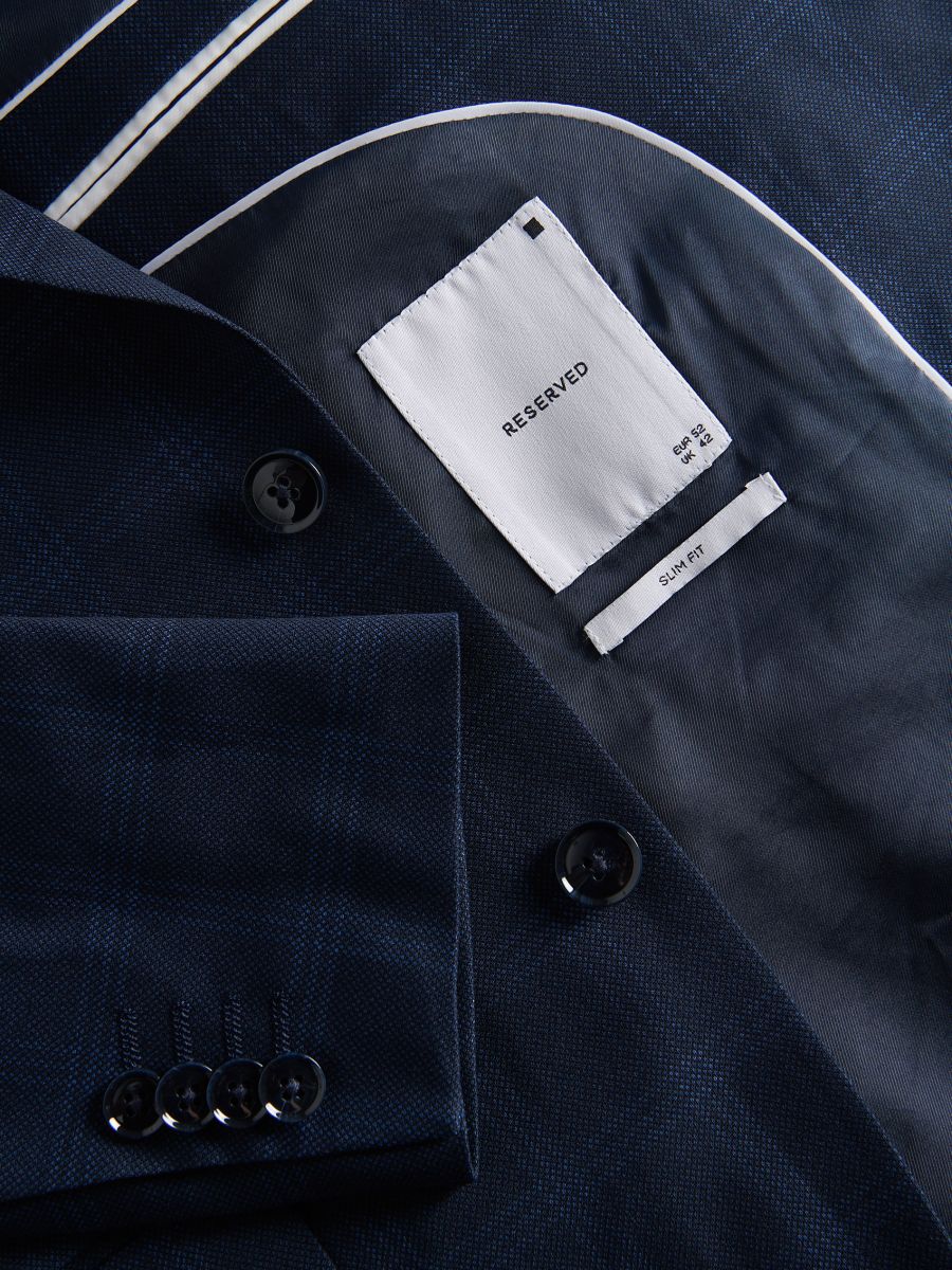 Slim fit blazer with viscose blend - navy - RESERVED - 7