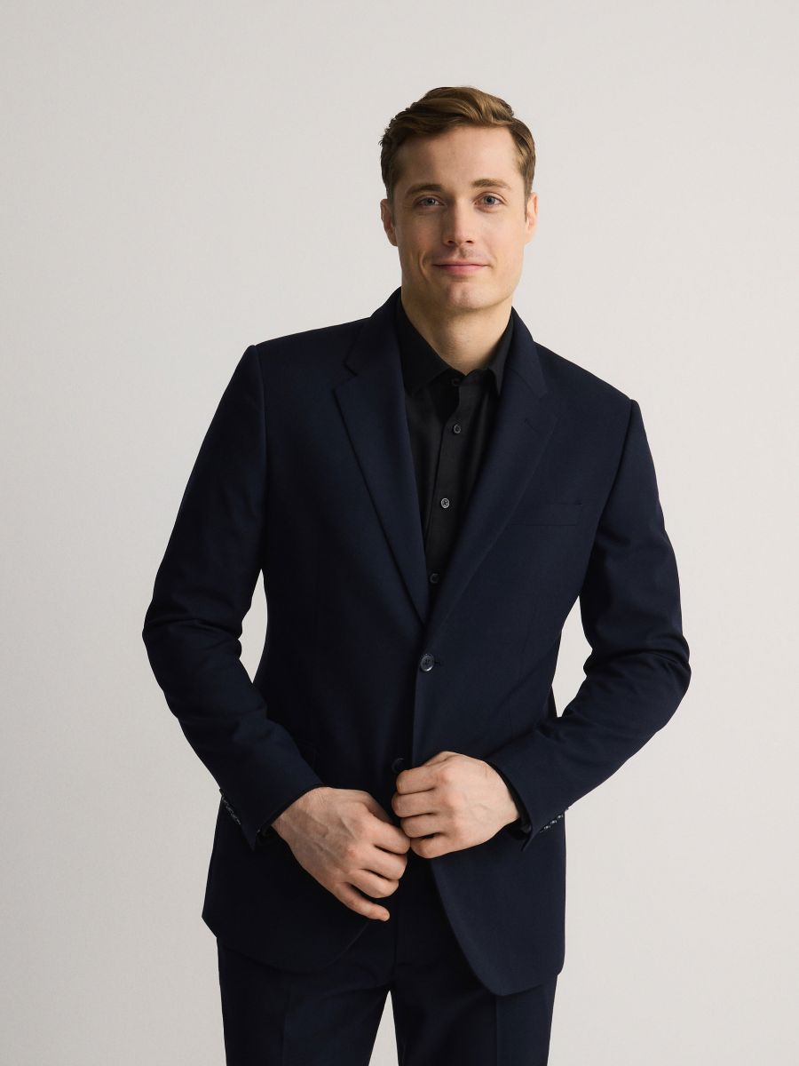 Marynarka slim fit z wiskozą - granatowy - RESERVED
