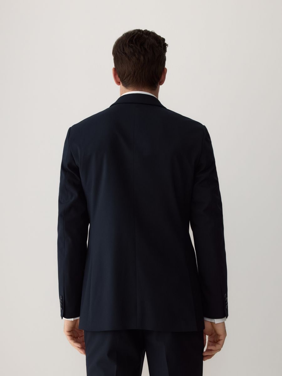 Slim fit blazer with viscose blend - navy - RESERVED - 5