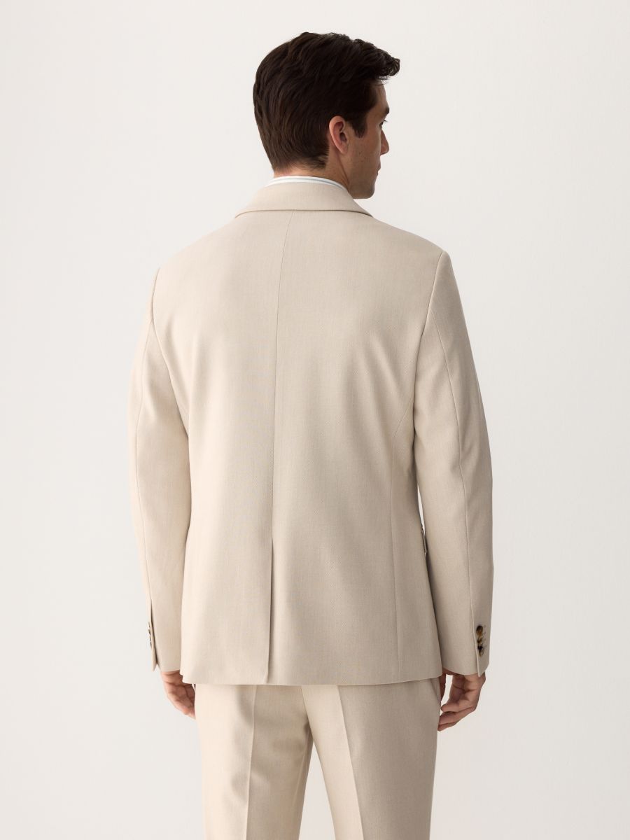 Regular fit blazer with viscose blend - beige - RESERVED - 6