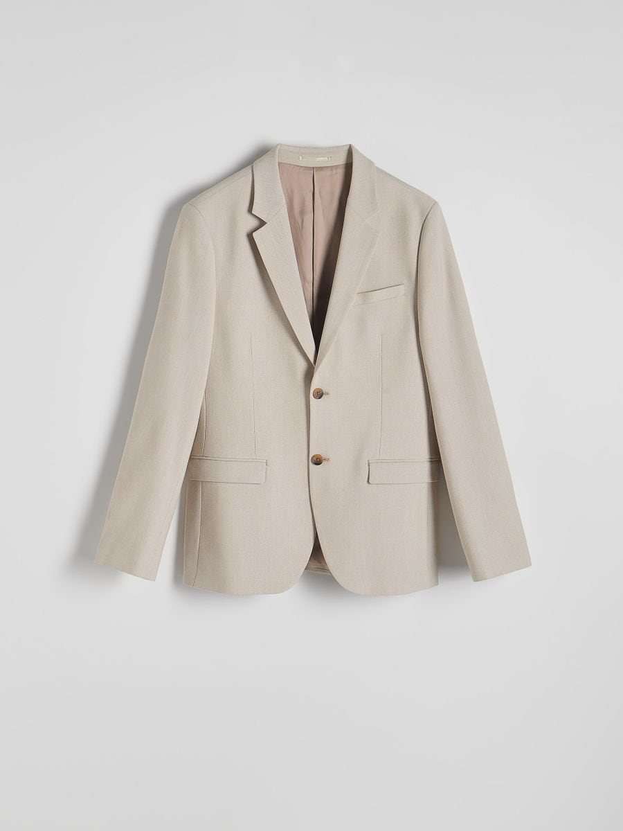 Regular fit blazer with viscose blend - beige - RESERVED - 7