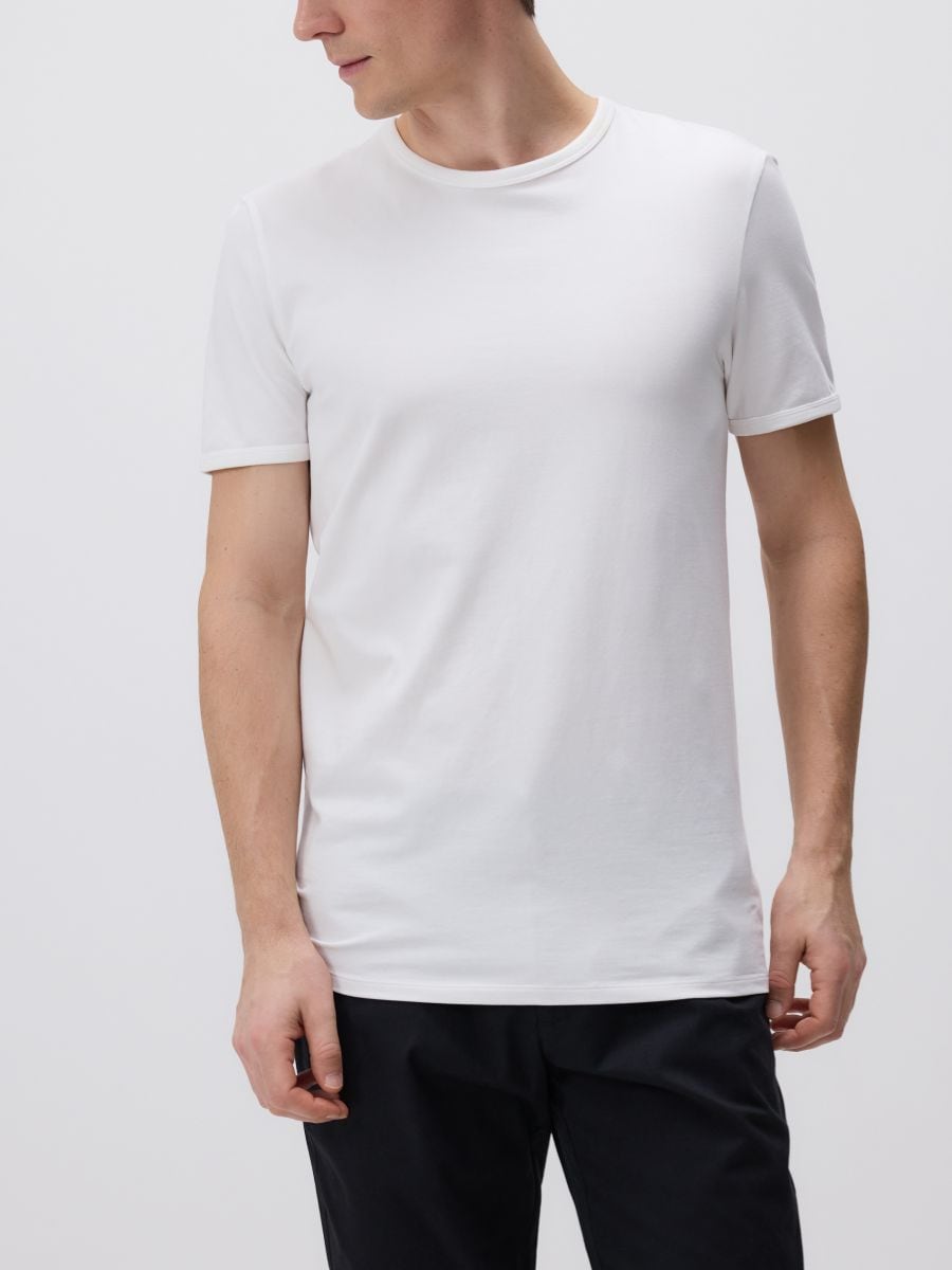 Slim fit cotton T-shirt - white - RESERVED