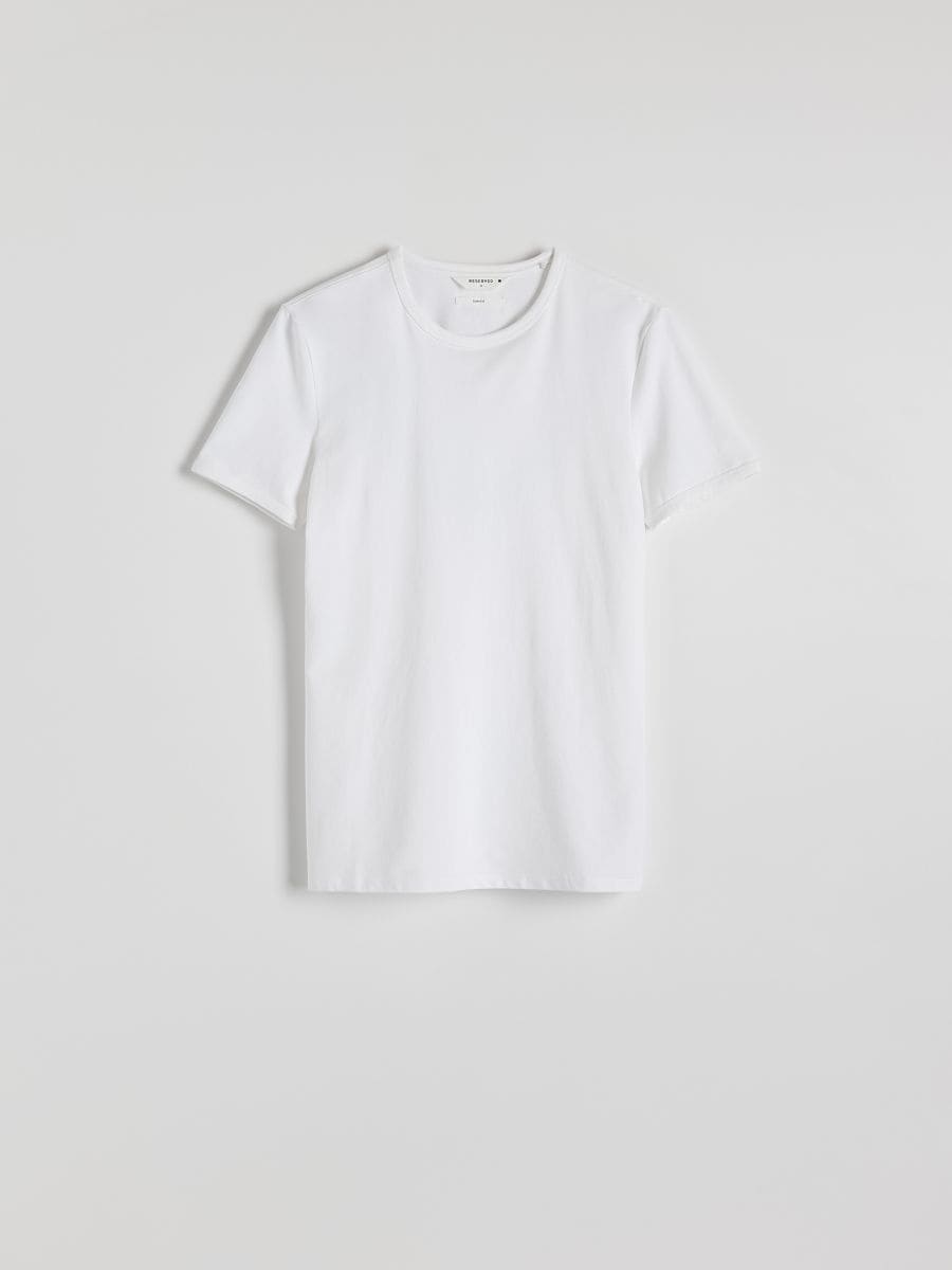 Katoenen slim fit T-shirt - wit - RESERVED