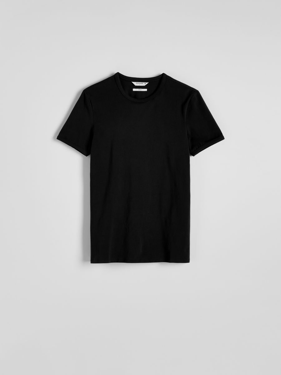 T-shirt slim fit en coton - noir - RESERVED