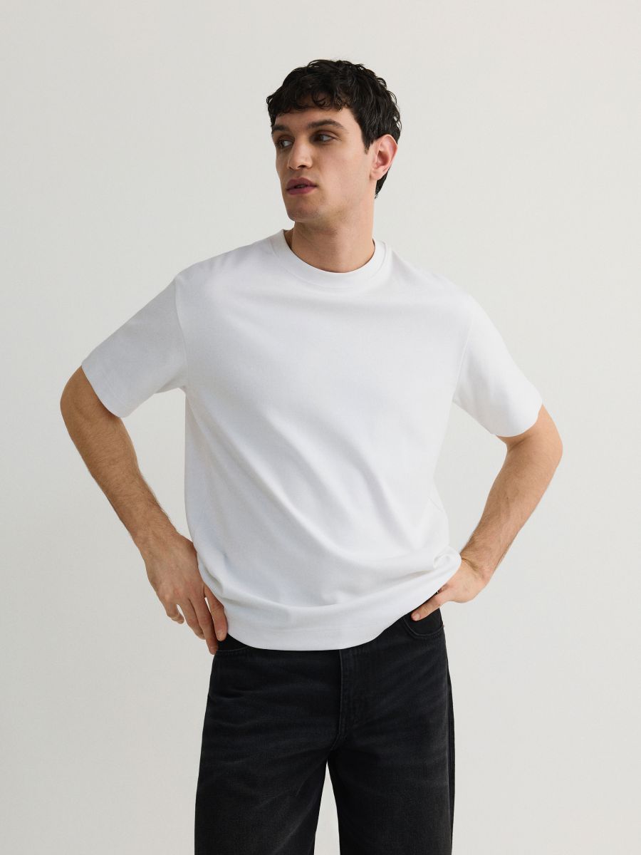 T-shirt boxy en coton - Blanc - RESERVED