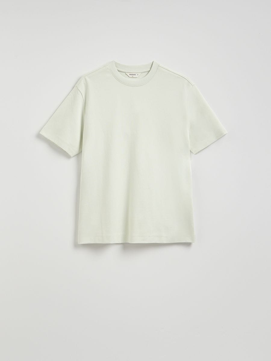 T-shirt boxy en coton - vert pâle - RESERVED