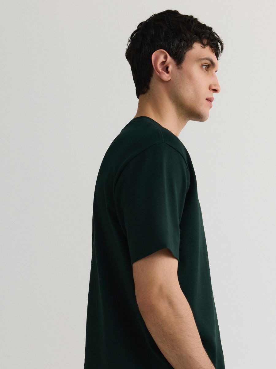 T-shirt boxy en coton - vert foncé - RESERVED