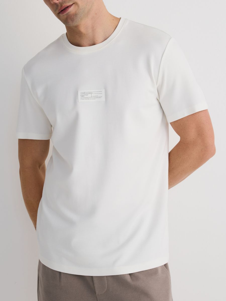 Regular fit T-shirt with appliqués - cream - RESERVED - 2