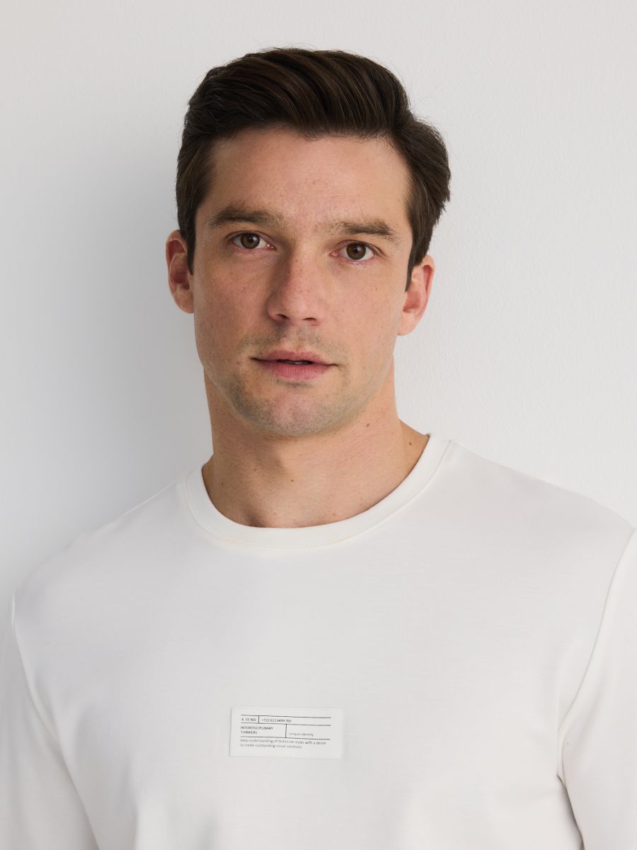 Regular fit T-shirt with appliqués - cream - RESERVED - 3