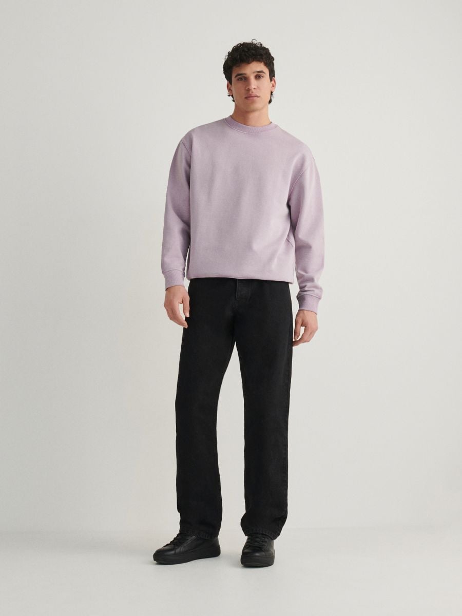 Džemperis ar kapuci un nomazgājuma efektu - violeta - RESERVED