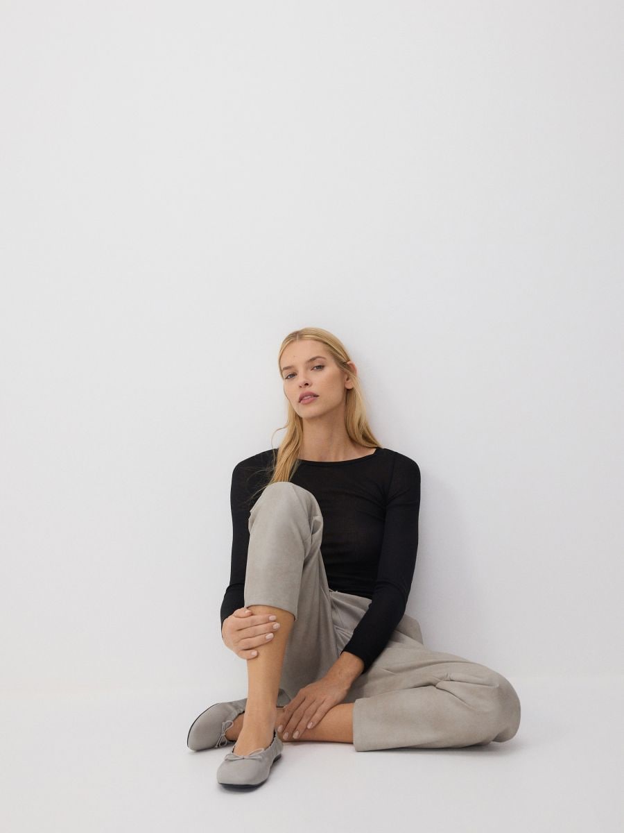 Faux leather jogger trousers - light grey - RESERVED - 4