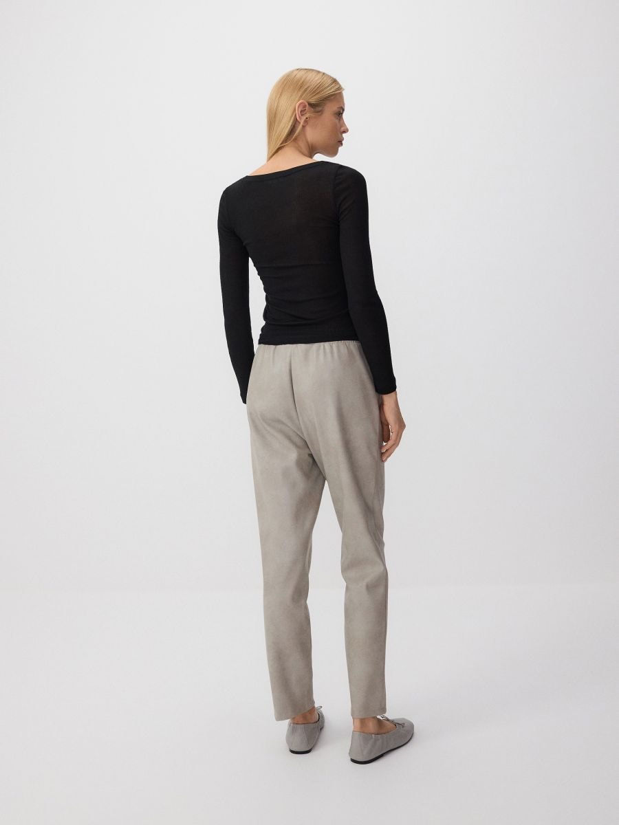 Faux leather jogger trousers - light grey - RESERVED - 5
