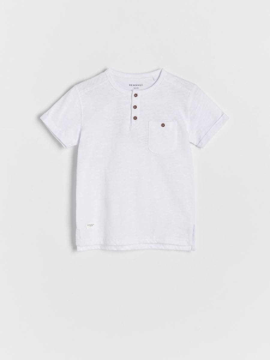 T-Shirt mit Brusttasche Farbe weiß - RESERVED - 8717K-00X